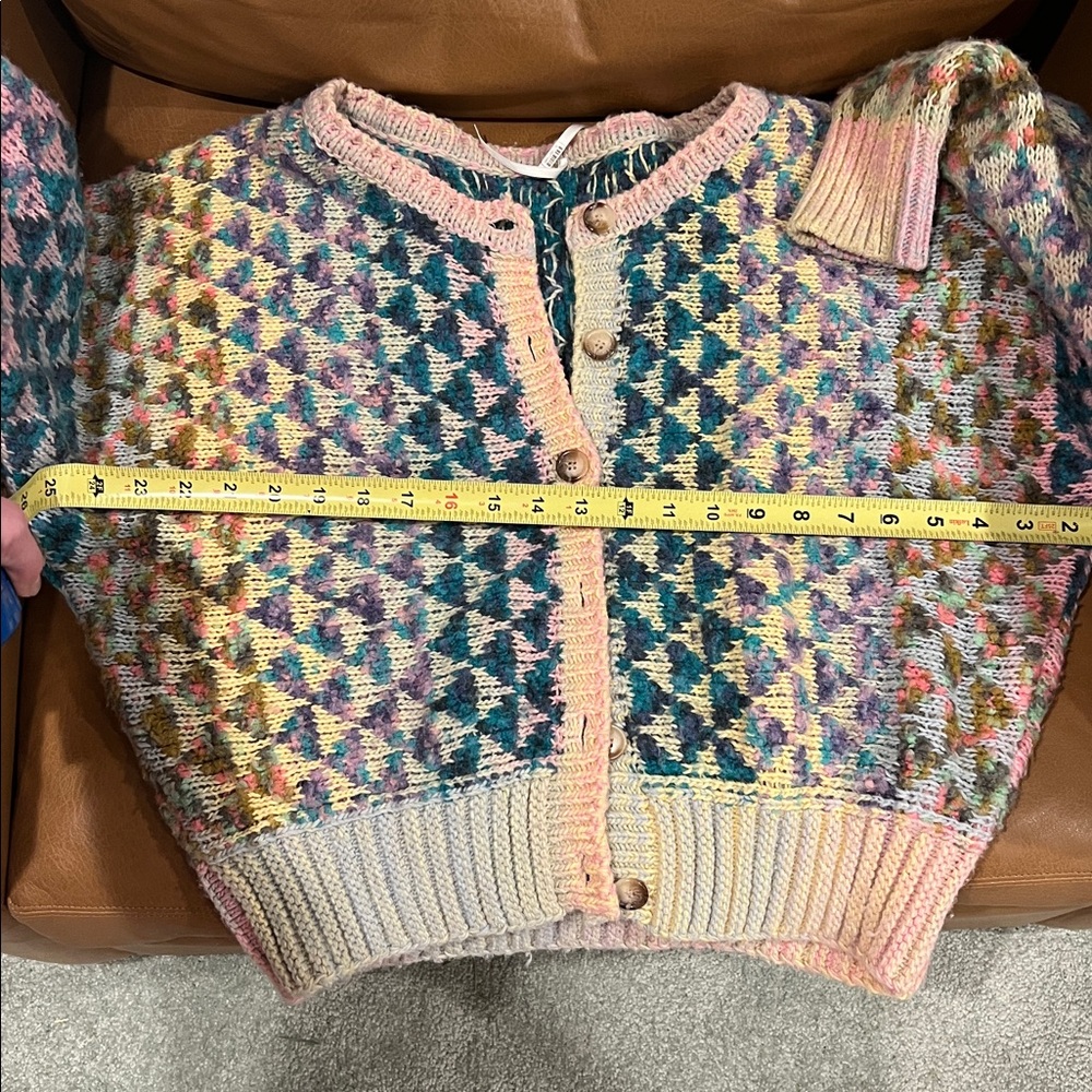 Anthropologie Stained Glass Multicolor Patterned Women's Sweater S Rare HTF - Picture 8 of 8